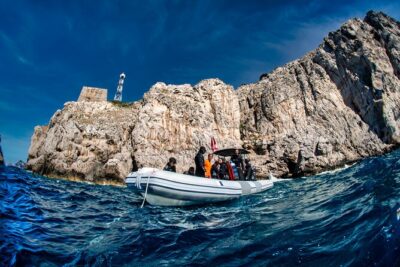 Guided diving for beginners without certification from Sorrento - The Boat Ride on a Rubber Dinghy: Short, Scenic, and Purpose-Built